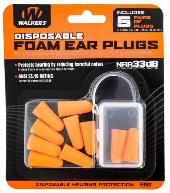 Picture of Walker's Foam Ear Plugs Foam 32 Db In The Ear Orange Adult 5 Pair 