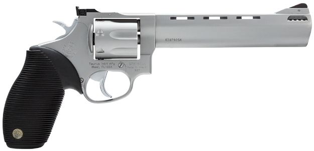 Picture of Taurus 2-627069 Tracker 627 38 Special +P Or 357 Mag Caliber With 6.50" Ported Barrel, 7Rd Capacity Cylinder, Overall Matte Finish Stainless Steel & Black Ribber Grip 