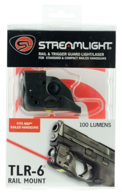 Picture of Streamlight Tlr-6 Weapon Light W/Laser For Handgun 100 Lumens Output White Led Light Red Laser 89 Meters Beam Trigger Guard Mount Black Polymer 