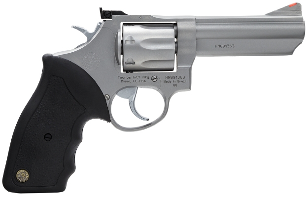 Picture of Taurus 66 38 Special +P/357 Mag 7Rd Shot 4" Matte Stainless Barrel, Cylinder & Frame/Black Finger Grooved Rubber Grip 