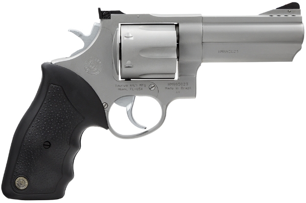 Picture of Taurus 2-440049 44 44 Rem Mag Caliber With 4" Ported Barrel, 6Rd Capacity Cylinder, Overall Matte Finish Stainless Steel, Finger Grooved Black Rubber Grip & Adjustable Rear Sight 