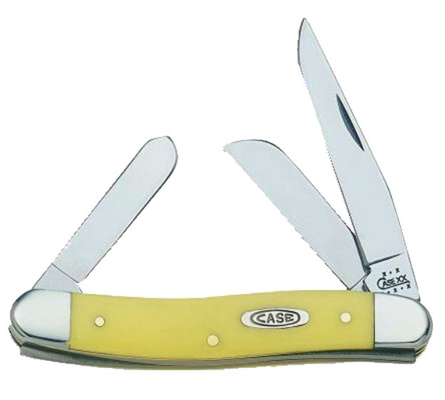 Picture of Case Stockman Medium 2.57"/1.88"/1.71" Folding Clip/Sheepsfoot/Spey Plain Tumble Polish Chrome Vanadium Steel Blade/Yellow Synthetic Handle 