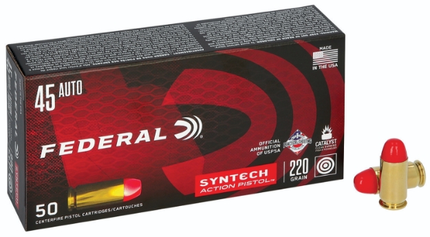 Picture of Federal American Eagle Syntech Action Pistol 45 Acp 220 Gr Total Syntech Jacket Flat Nose (Tsf) 50 Per Box/ 10 Cs 