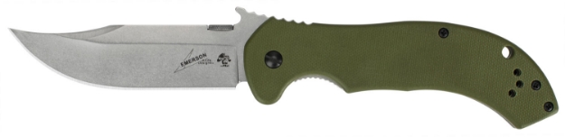 Picture of Kershaw Cqc 10K 3.50" Folding Bowie Plain Stonewashed 8Cr14mov Ss Blade Olive Green G10/Ss Handle Includes Pocket Clip 