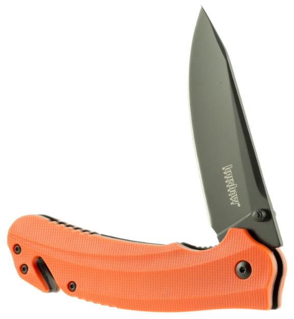 Picture of Kershaw Barricade 3.50" Folding Drop Point Plain Black Oxide 8Cr13mov Ss Blade Orange Glass-Filled Nylon Handle Features Glass Breaker Includes Pocket Clip 