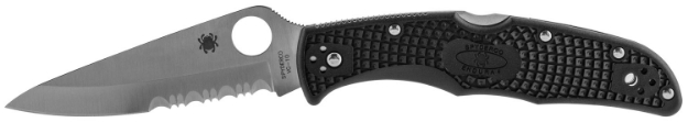 Picture of Spyderco Endura 4 Lightweight 3.75" Folding Drop Point Part Serrated Vg-10 Ss Blade Black Textured Frn Handle Includes Pocket Clip 