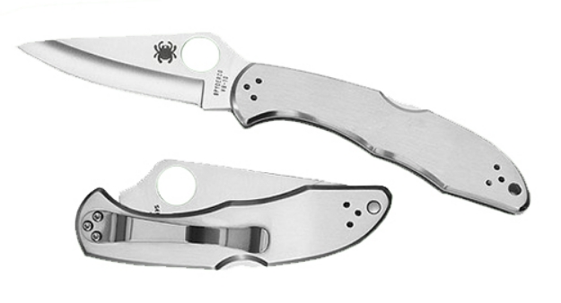 Picture of Spyderco Delica 4 2.95" Folding Drop Point Plain Vg-10 Ss Blade/ Stainless Steel Handle Includes Pocket Clip 