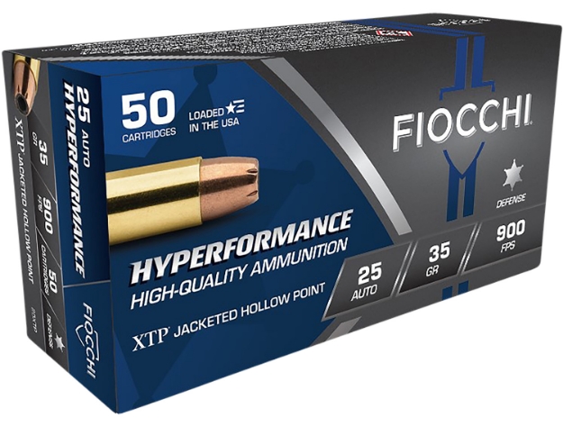 Picture of Fiocchi Hyperformance Defense 25 Acp 35 Gr Hornady Xtp Hollow Point 50 Per Box/ 10 Cs 