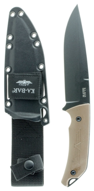 Picture of Ka-Bar Jarosz Turok 6.25" Fixed Clip Point Plain Black 1095 Cro-Van Blade Brown Ultramid Handle Includes Sheath 