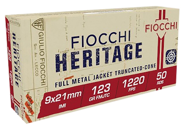 Picture of Fiocchi Heritage Pistol mm Imi 123 Gr Full Metal Jacket Truncated-Cone (Tcfmj) 50 Per Box/ 20 Cs 