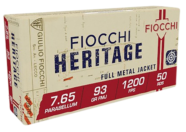 Picture of Fiocchi Heritage Pistol 7.65X21mm Parabellum 93 Gr Full Metal Jacket (Fmj) 50 Per Box/ 20 Cs 