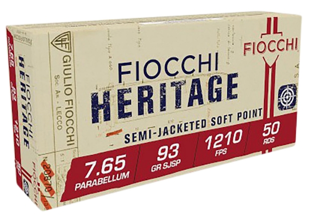 Picture of Fiocchi Heritage Pistol 7.65X21mm Parabellum 93 Gr Semi-Jacketed Soft Point (Sjsp) 50 Per Box/ 20 Cs 