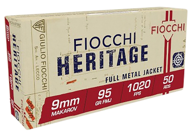 Picture of Fiocchi Heritage Pistol 9Mm Makarov 95 Gr Full Metal Jacket (Fmj) 50 Per Box/ 20 Cs 