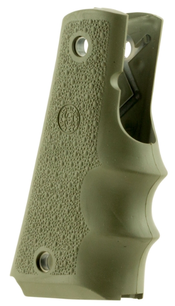 Picture of Hogue Overmolded Grip Cobblestone Od Green Rubber With Finger Grooves For 1911 Government 