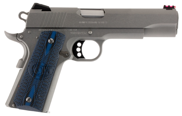 Picture of Colt Mfg 1911 Competition 9Mm Luger 5" 9+1 Overall Stainless Steel Finish Frame & Slide With Scalloped Blue Checkered G10 Grip, National Match Barrel & 70 Series Firing System 