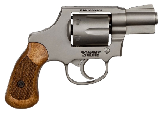 Picture of Rock Island M206 38 Special Caliber With 2" Barrel, 6Rd Capacity Cylinder, Overall Matte Nickel Finish Steel, Spurless Frame & Checkered Wood Grip 