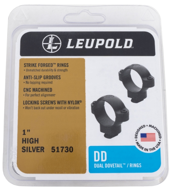 Picture of Leupold Dual Dovetail Scope Ring Set Dual Dovetail High 1" Tube Silver Steel 