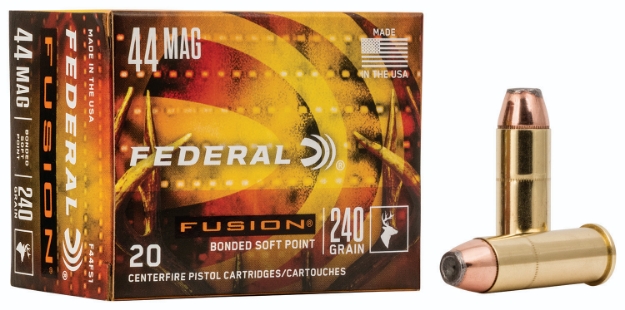 Picture of Federal Fusion Handgun 44 Rem Mag 240 Gr Bonded Soft Point 20 Per Box/ 10 Cs 