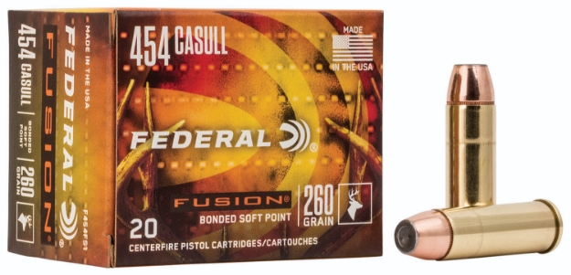 Picture of Federal Fusion Handgun 454 Casull 260 Gr Fusion Soft Point 20 Per Box/ 10 Cs 