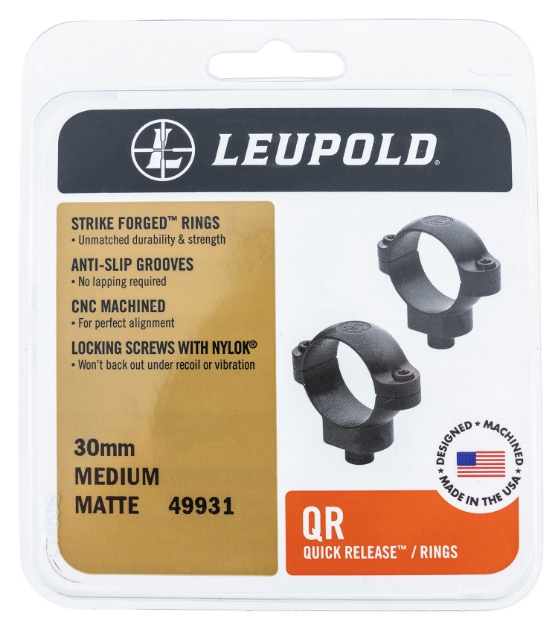 Picture of Leupold Quick Release Scope Ring Set Dual Dovetail Medium 30Mm Tube 0 Moa Matte Black Steel 