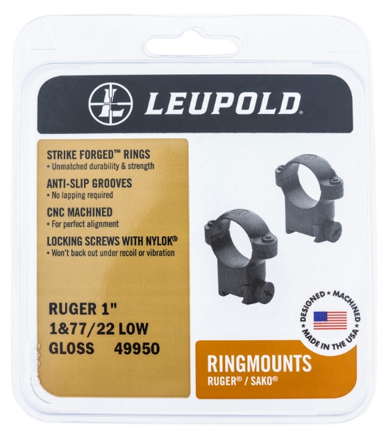 Picture of Leupold Ringmounts Scope Ring Set Ruger #1, 77/22 Low 1" Tube Black Gloss Steel 