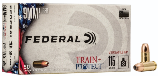 Picture of Federal Train + Protect Training 9Mm Luger 115 Gr Versatile Hollow Point (Vhp) 50 Per Box/ 10 Cs 