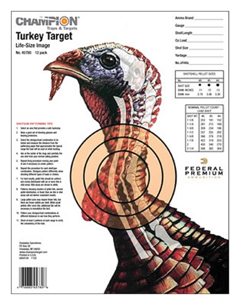 Picture of Champion Targets Lifesize Turkey Hanging Paper Target, For Use With Pistol/Rifle, 14" X 18" Multi-Color 12 Pk 