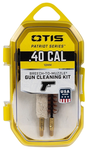 Picture of Otis Patriot Cleaning Kit 40 Cal & 10Mm Pistol/15 Pieces Yellow Plastic Box Case 