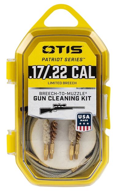 Picture of Otis Patriot Cleaning Kit .17/.22Cal Handgun/Rifle/15 Pieces Yellow Plastic Box Case 