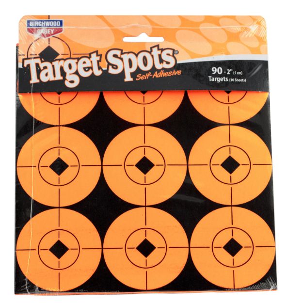 Picture of Birchwood Casey Target Spots Self-Adhesive Paper Black/Orange 2" Bullseye 90 Targets 