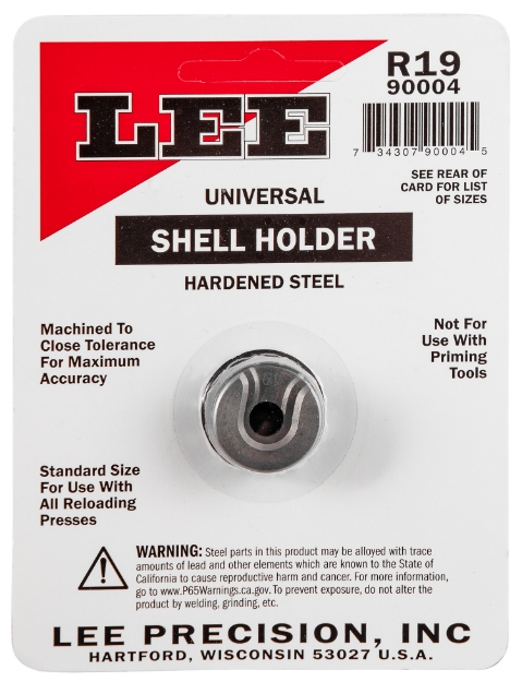 Picture of Lee Precision Shell Holder Universal #19R 9Mm Luger / 38 Acp / 40 S&W 