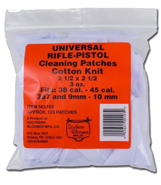 Picture of Southern Bloomer Cleaning Patches Cotton 2.50" X 2.50" 130 Per Bag Rifle/Handgun 