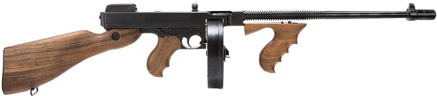 Picture of Thompson 1927A-1 Deluxe 45 Acp Caliber With 16.50" Barrel, 20+1 Capacity (Stick), 50+1 Capacity (Drum), Blued Metal Finish, American Walnut Stock Wood Grip Right Hand 