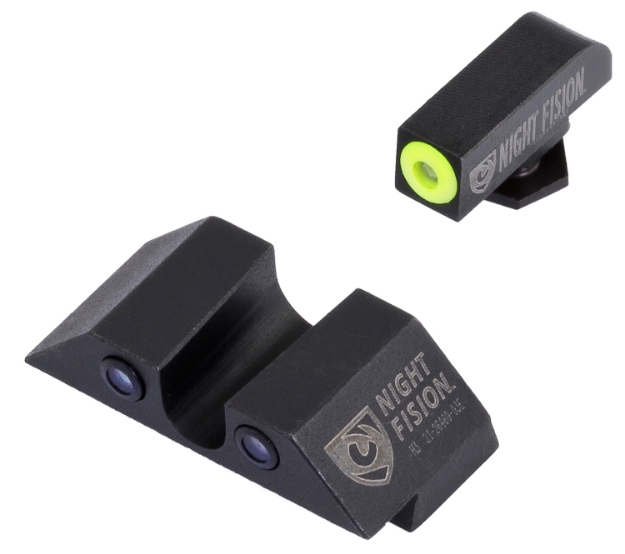 Picture of Night Fision Tritium Night Sights For Glock Black | Green Tritium Yellow Ring Front Sight Green Tritium Black Ring Rear Sight 