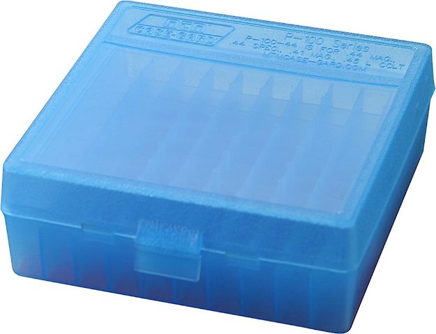 Picture of Mtm Case-Gard Case-Gard P-100 Multi-Caliber Handgun Clear Blue Polypropylene 100Rd 