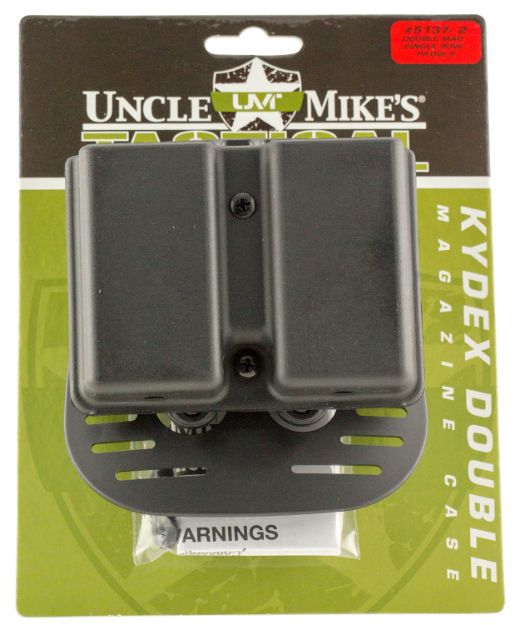 Picture of Uncle Mike's Kydex Double Mag Case Double Black Kydex Paddle Belts 1.75" Wide 