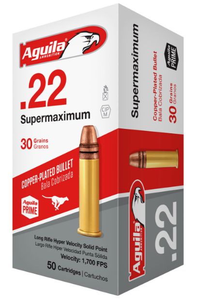 Picture of Aguila Supermaximum Rimfire 22 Lr 30 Gr Copper-Plated Solid Point 50 Per Box/ 20 Cs 