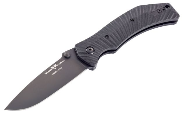 Picture of Wilson Combat Extreme Lite Carry 3.50" Folding Clip Point Plain Black Dlc N690co Ss Blade Black Starburst G10 Handle 