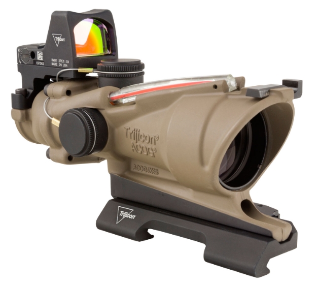 Picture of Trijicon Acog Ecos Combo Flat Dark Earth 4X32mm Illuminated Red Crosshair .223 Bdc Reticle 