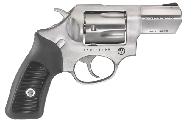 Picture of Ruger Sp101 9Mm Luger 2.25" Barrel 5Rd Triple-Locking Cylinder, Satin Stainless Steel, Cushioned Rubber With Synthetic Insert Grip, Transfer Bar Safety 