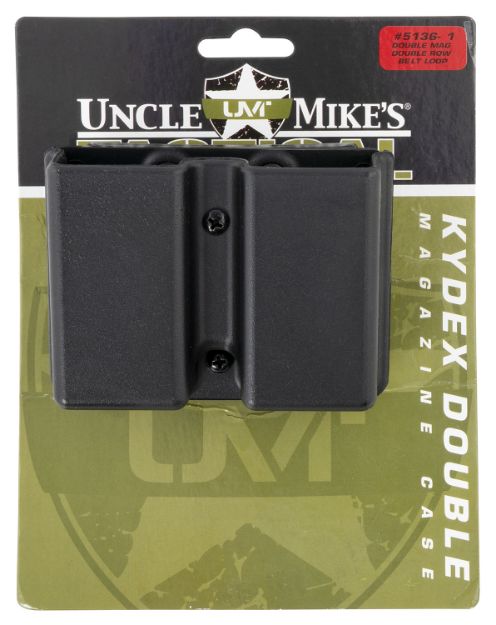 Picture of Uncle Mike's Kydex Double Mag Case Black Kydex Belt Clip 9Mm Luger 40 S&W Belts 1.75" Wide 