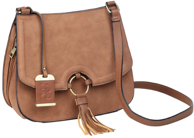 Picture of Bulldog Cross Body Purse W/Holster Tan Suede Most Sm Pistols & Revolvers Right Hand 