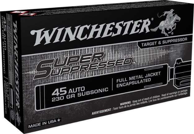 Picture of Winchester Ammo Super Suppressed Target 45 Acp Subsonic 230 Gr Encapsulated Full Metal Jacket 50 Per Box/ 10 Cs 