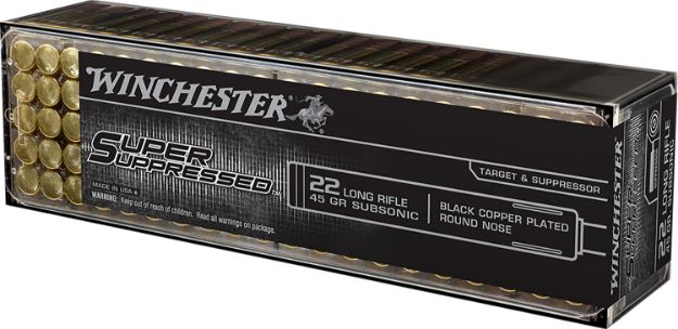 Picture of Winchester Ammo Super Suppressed 22 Lr 45 Gr Black Copper Plated Round Nose 100 Bx/20 Cs 