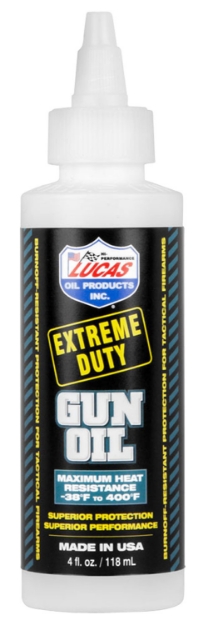 Picture of Lucas Oil Extreme Duty Gun Oil Against Heat, Friction, Wear 4 Oz Squeeze Bottle 