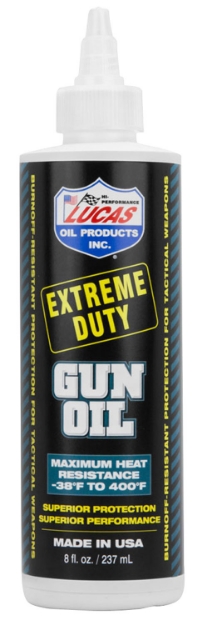 Picture of Lucas Oil Extreme Duty Gun Oil Against Heat, Friction, Wear 8 Oz Squeeze Bottle 