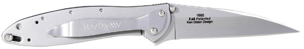 Picture of Kershaw Leek 3" Folding Drop Point Plain Bead Blasted 14C28n Steel Blade Bead Blasted 410 Stainless Steel Handle Includes Pocket Clip 