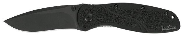 Picture of Kershaw Blur 3.40" Folding Drop Point W/Recurve Plain Black Dlc 14C28n Steel Blade Black Anodized Aluminum Handle Includes Pocket Clip 