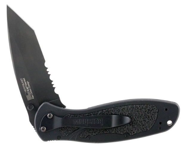 Picture of Kershaw Blur 3.40" Folding Tanto Part Serrated Black Dlc 14C28n Steel Blade Black Anodized Aluminum Handle Includes Pocket Clip 