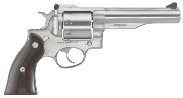 Picture of Ruger Redhawk 357 Mag 5.50" Barrel 8Rd Triple-Locking Cylinder, Satin Stainless Steel, Hardwood Grip, Transfer Bar Safety 